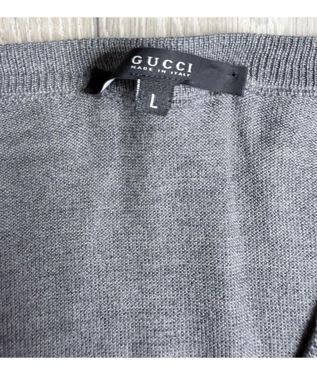 GUCCI Серый шерстяной кардиган, фото 3