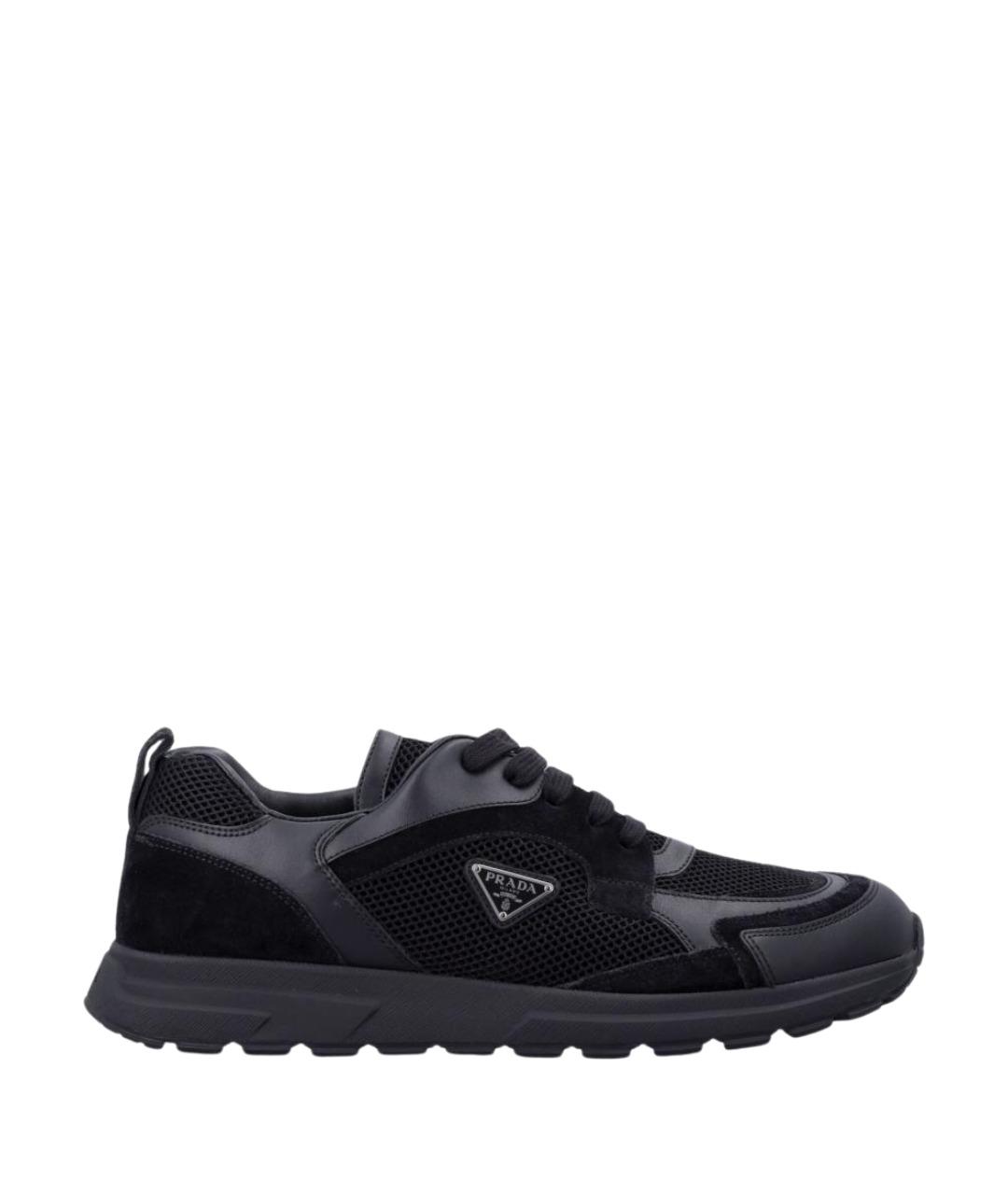 PRADA Черные текстильные низкие кроссовки / кеды, фото 1