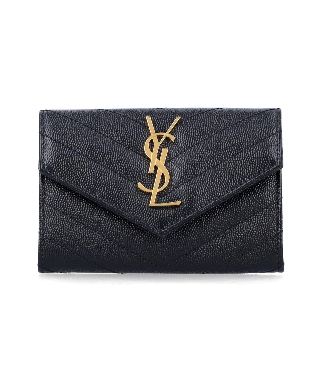 SAINT LAURENT Черный кожаный кошелек, фото 4