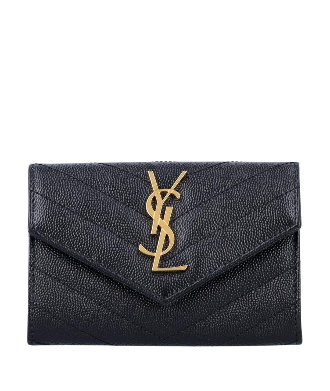 SAINT LAURENT Черный кожаный кошелек, фото 1