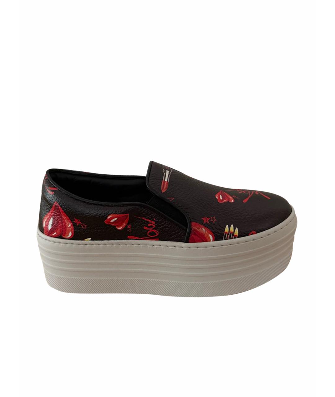 PHILIPP PLEIN Черные кожаные слипоны, фото 1