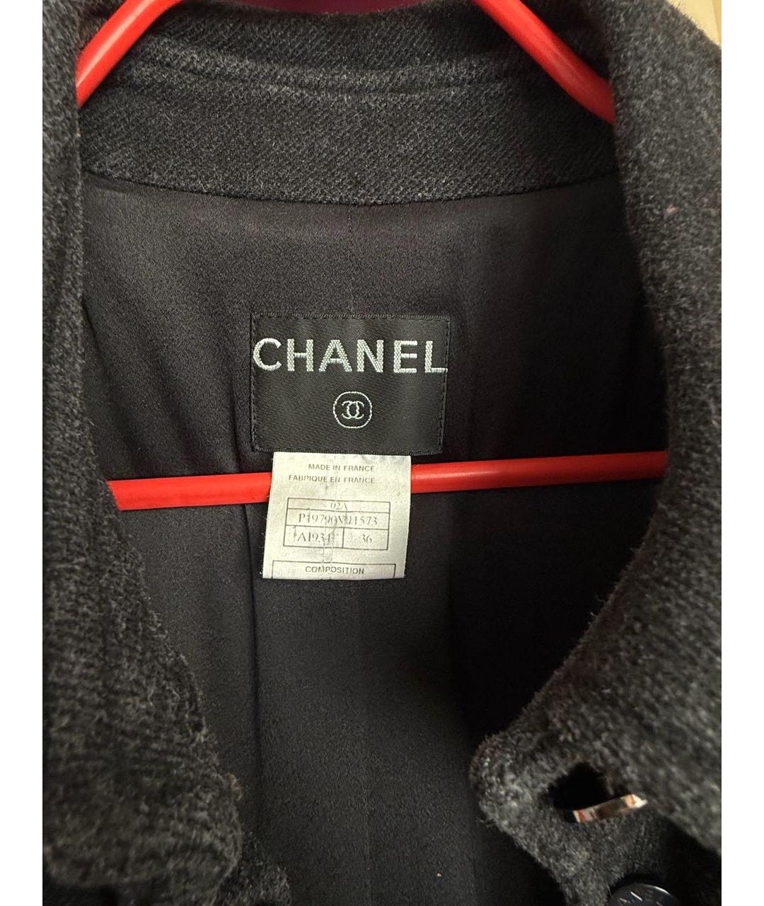 CHANEL Черное шерстяное пальто, фото 3
