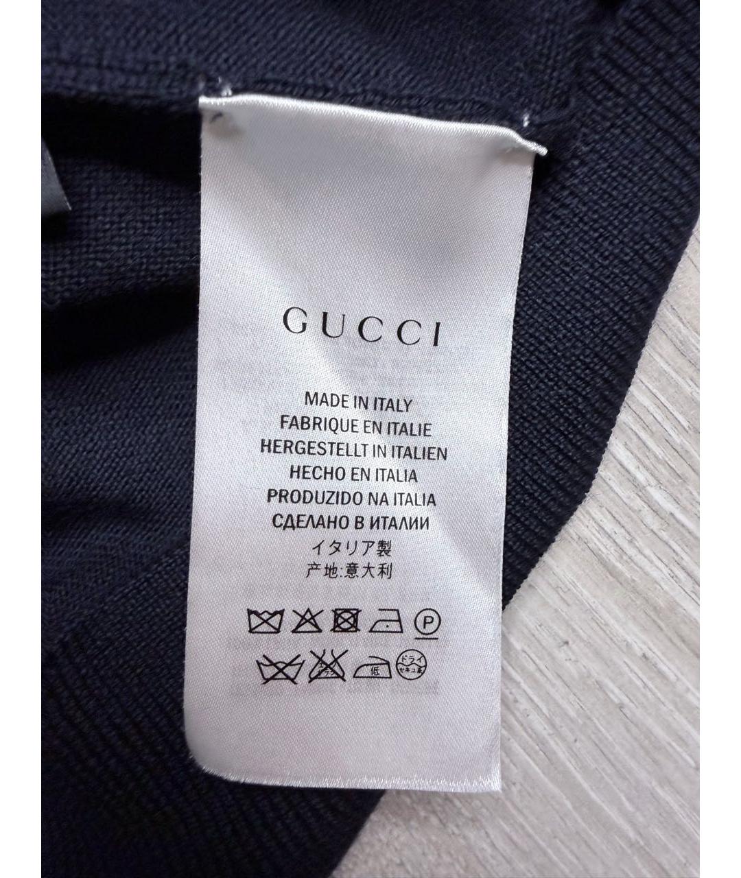 GUCCI Темно-синий шерстяной джемпер / свитер, фото 3