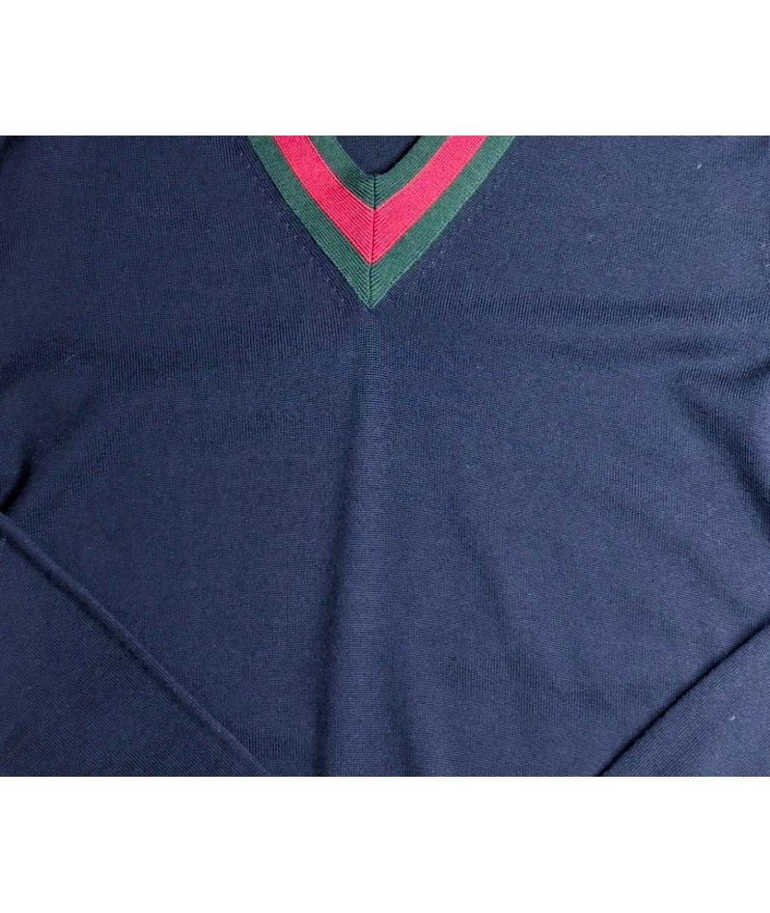 GUCCI Темно-синий шерстяной джемпер / свитер, фото 4