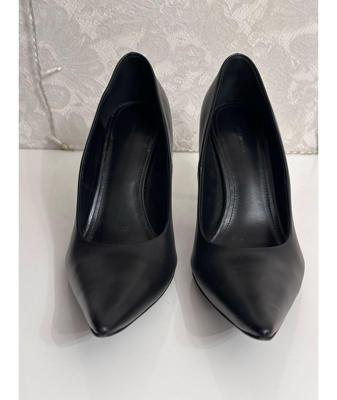 BALENCIAGA Черные кожаные лодочки на низком каблуке, фото 2