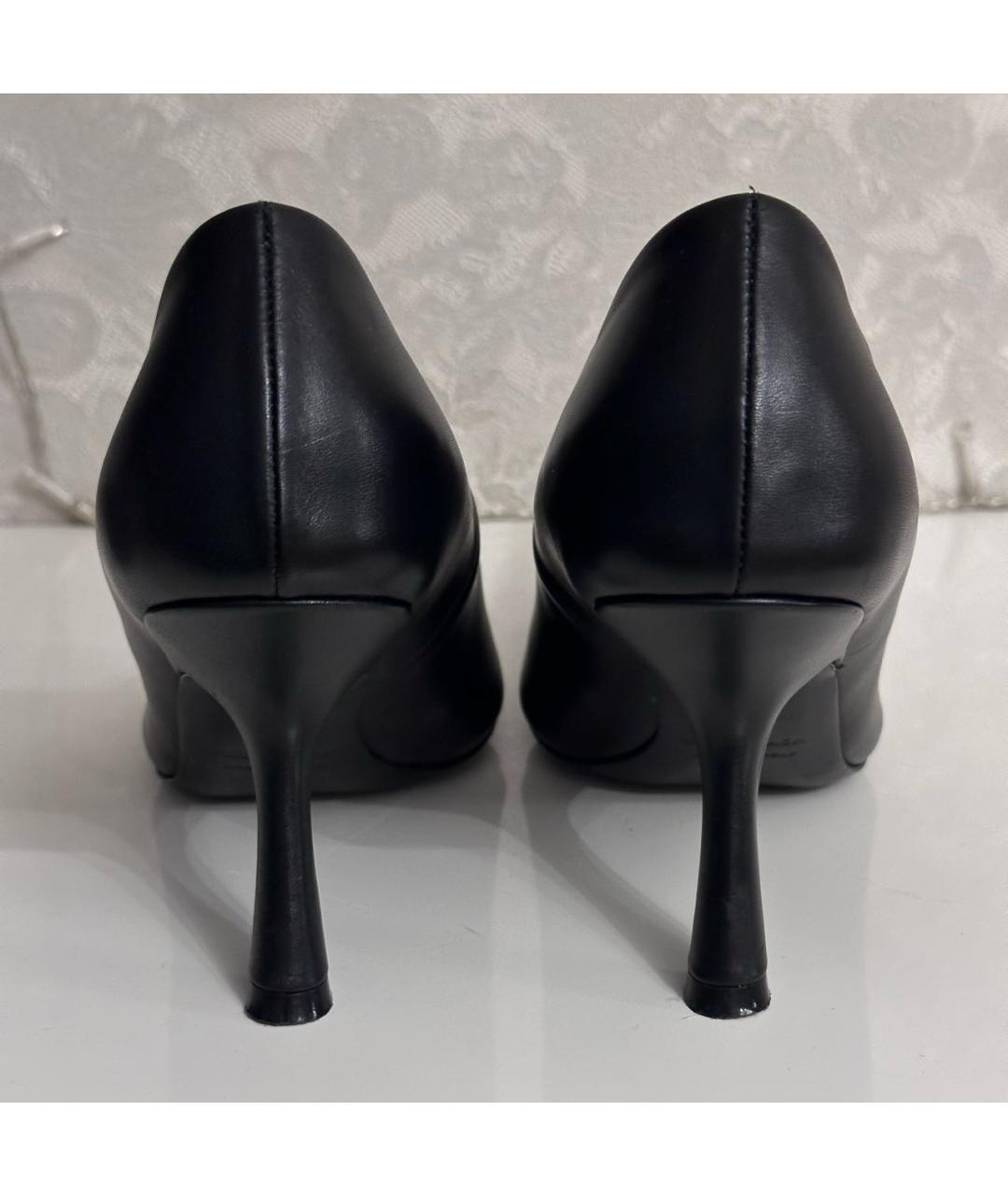 BALENCIAGA Черные кожаные лодочки на низком каблуке, фото 4
