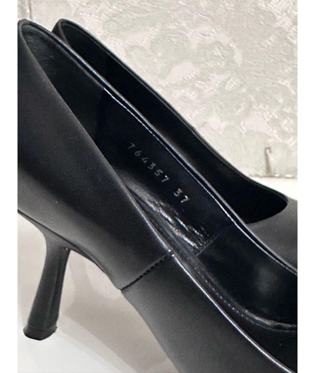 BALENCIAGA Черные кожаные лодочки на низком каблуке, фото 5