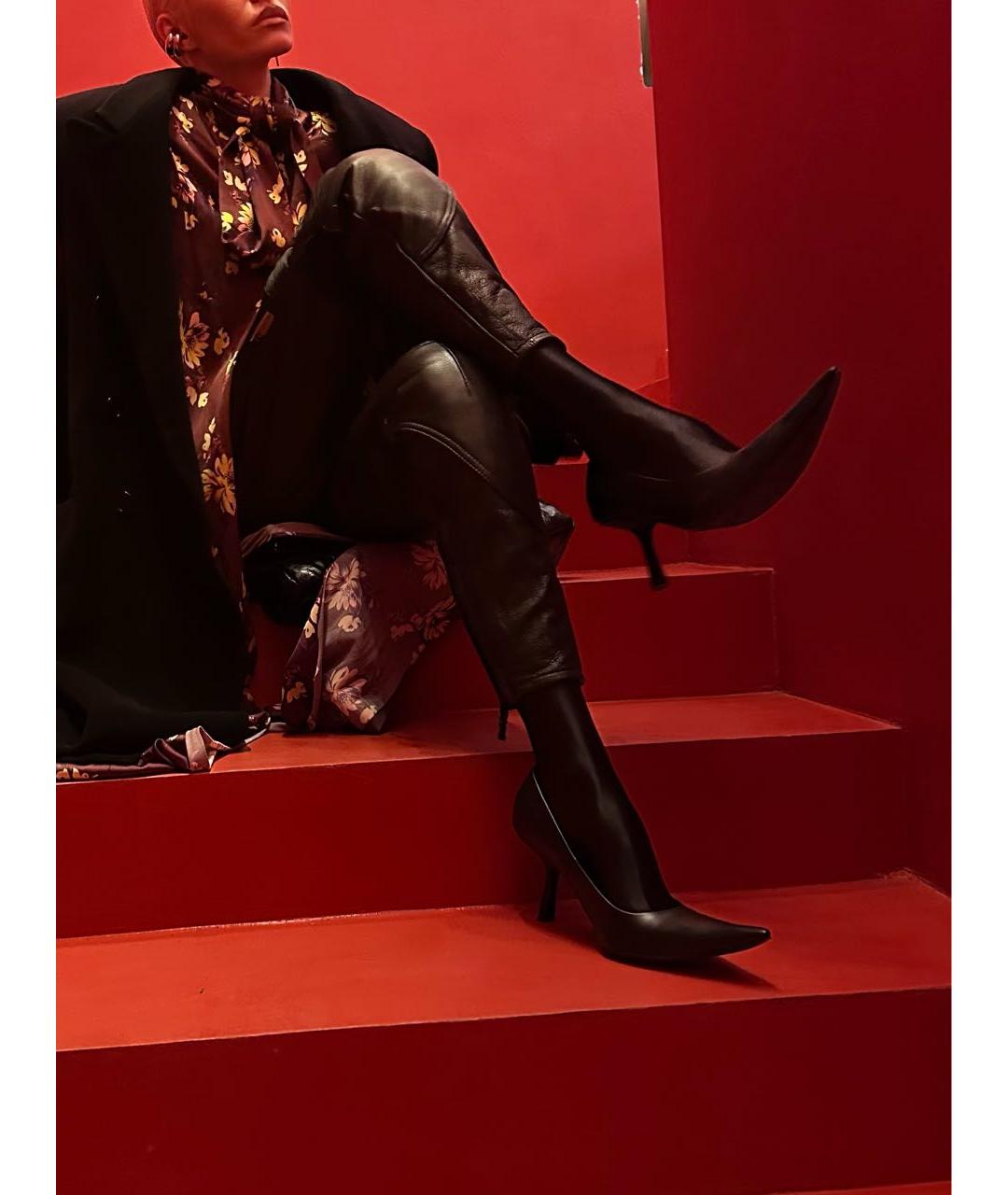 BALENCIAGA Черные кожаные лодочки на низком каблуке, фото 8