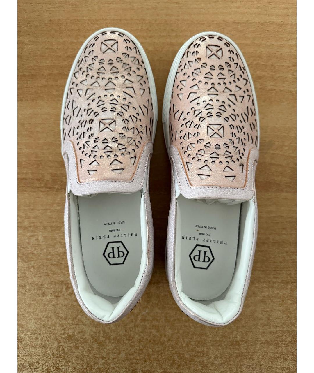 PHILIPP PLEIN Розовые кожаные слипоны, фото 6