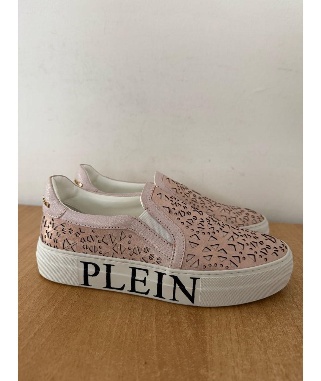 PHILIPP PLEIN Розовые кожаные слипоны, фото 3