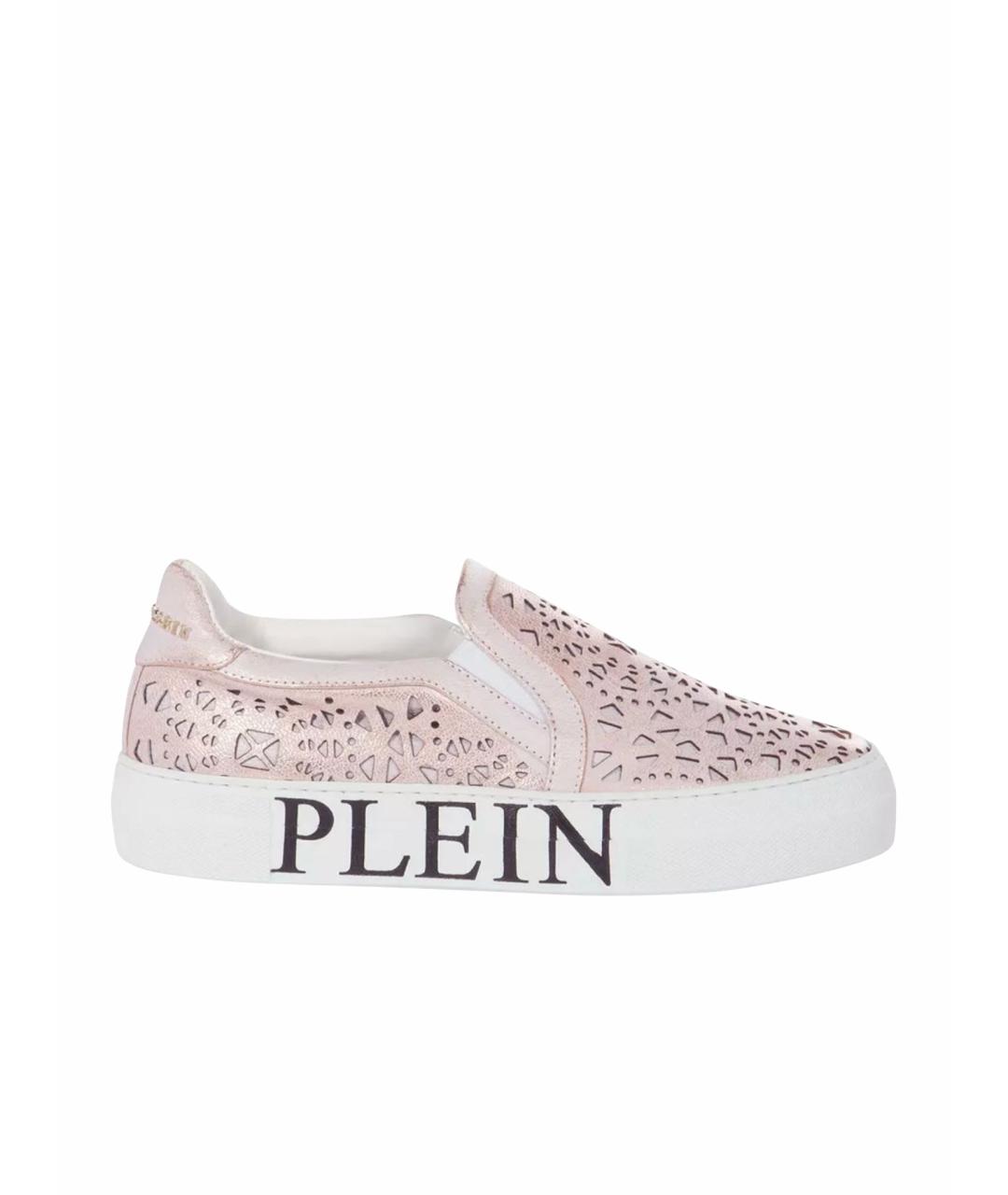 PHILIPP PLEIN Розовые кожаные слипоны, фото 1