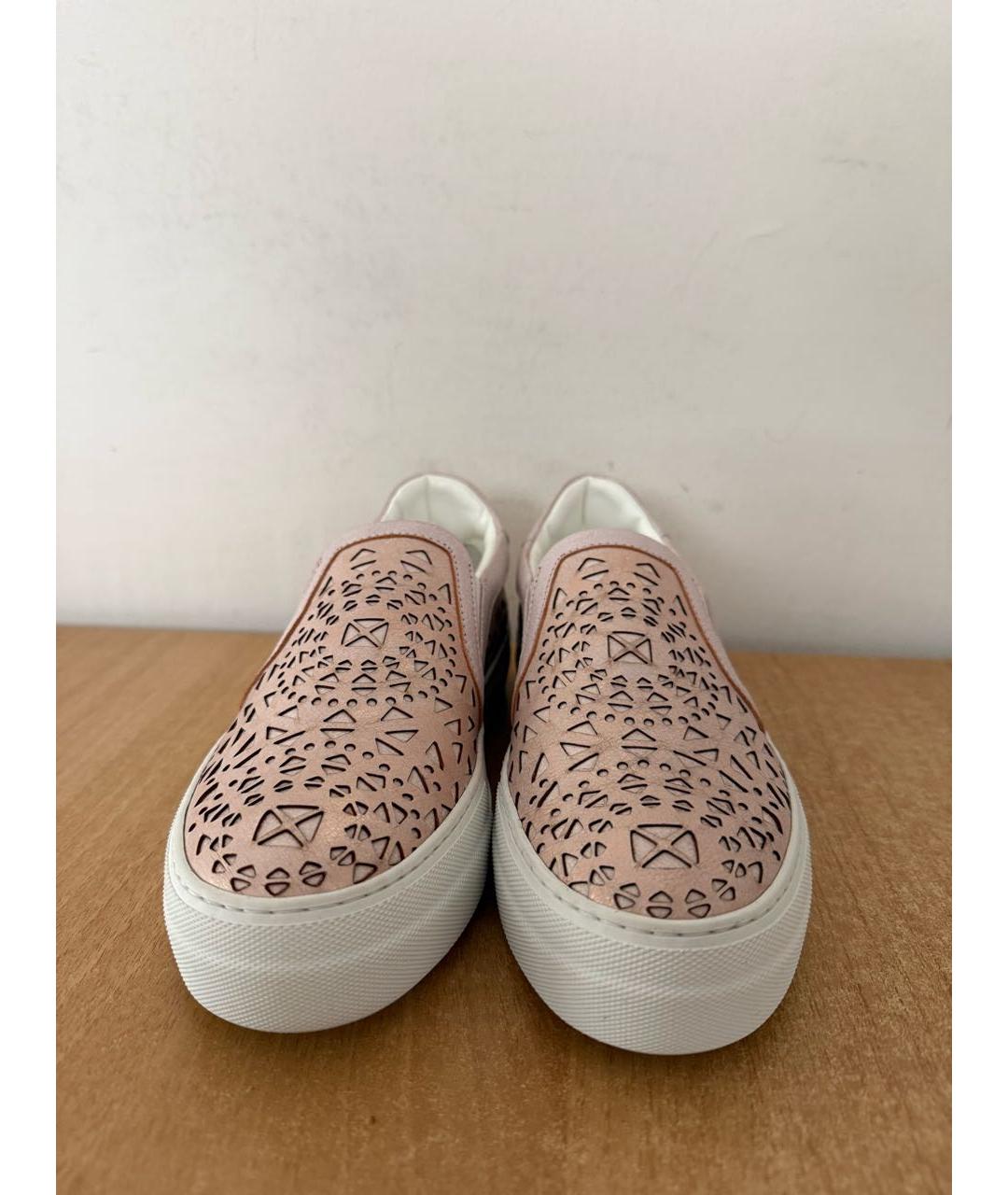 PHILIPP PLEIN Розовые кожаные слипоны, фото 4