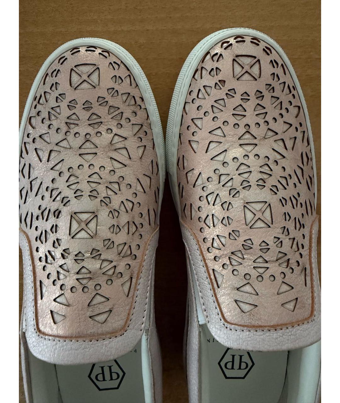 PHILIPP PLEIN Розовые кожаные слипоны, фото 8