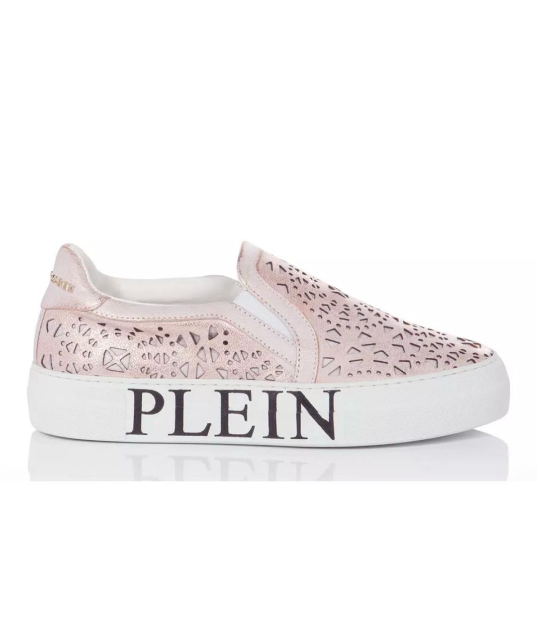 PHILIPP PLEIN Розовые кожаные слипоны, фото 9