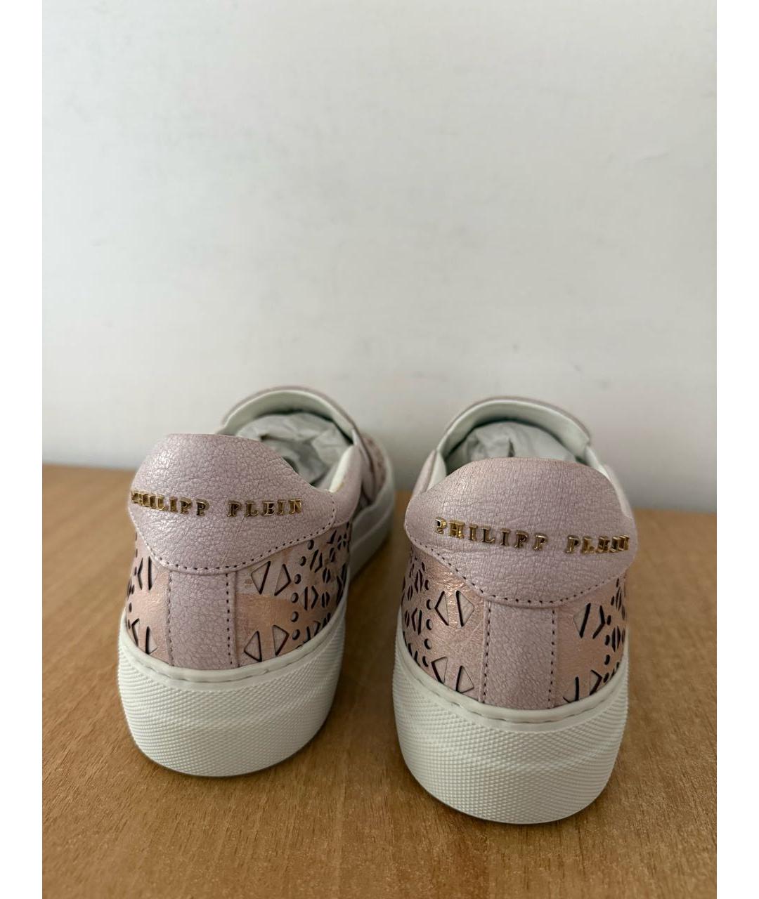 PHILIPP PLEIN Розовые кожаные слипоны, фото 5