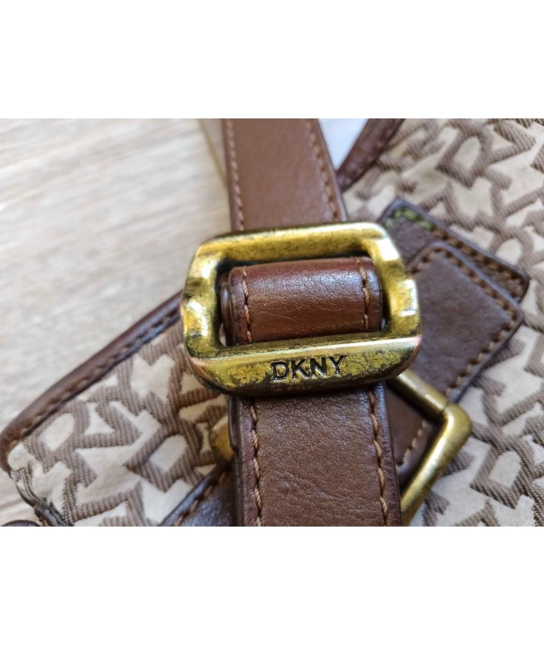 DKNY Коричневая сумка через плечо из канвы, фото 5