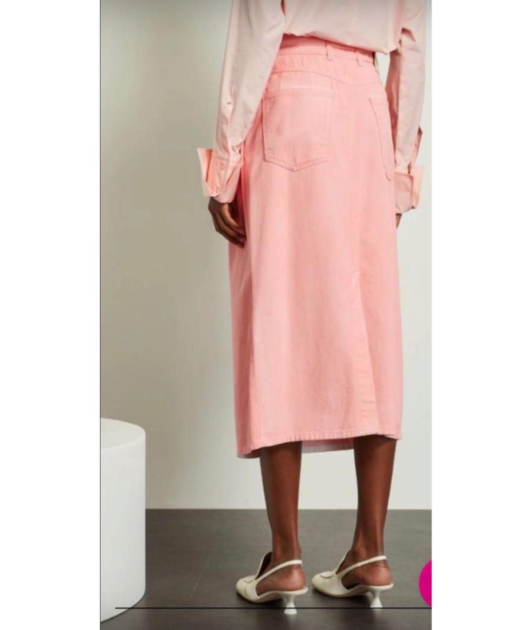'S MAX MARA Коралловая хлопко-эластановая юбка миди, фото 7