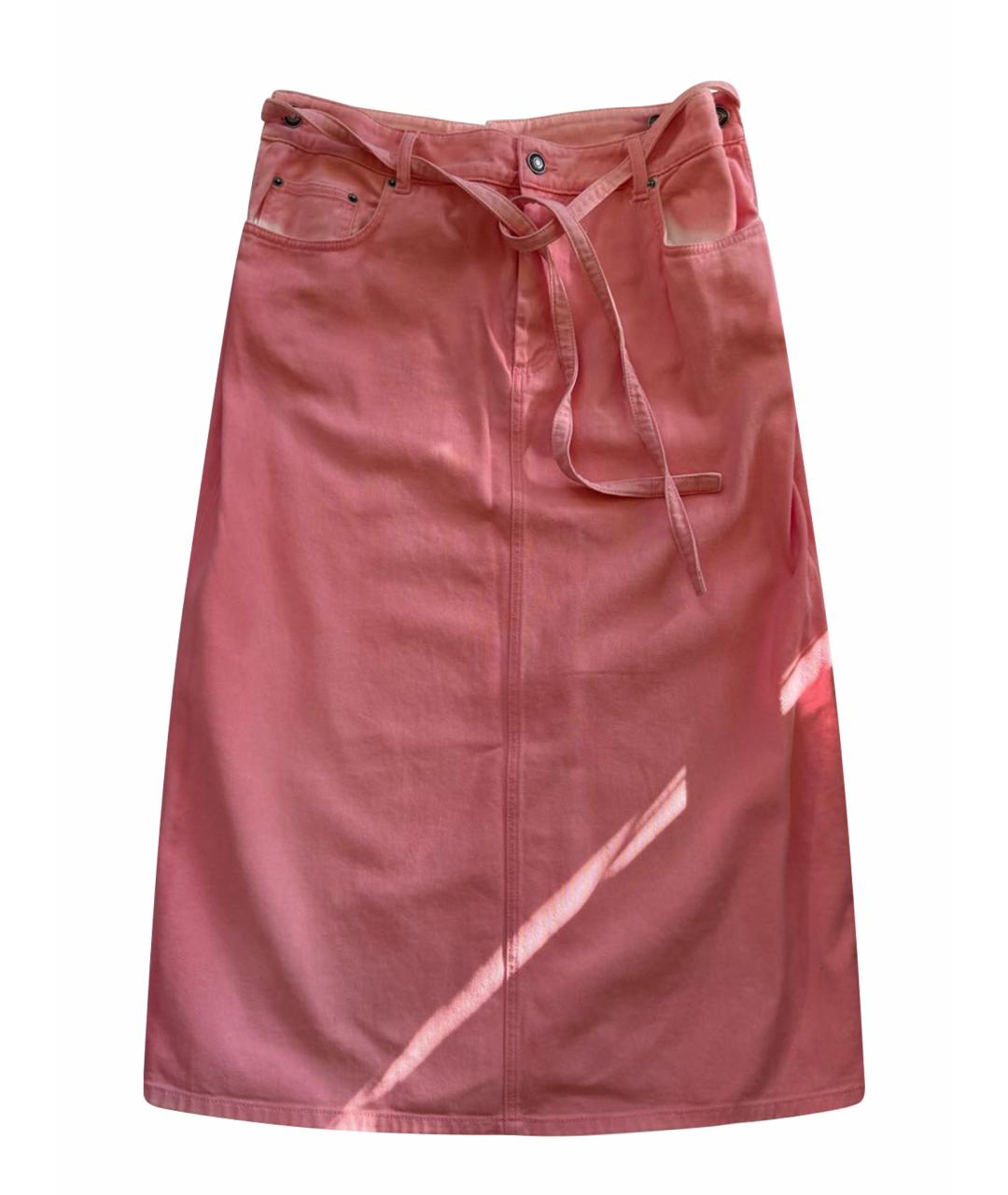 'S MAX MARA Коралловая хлопко-эластановая юбка миди, фото 1