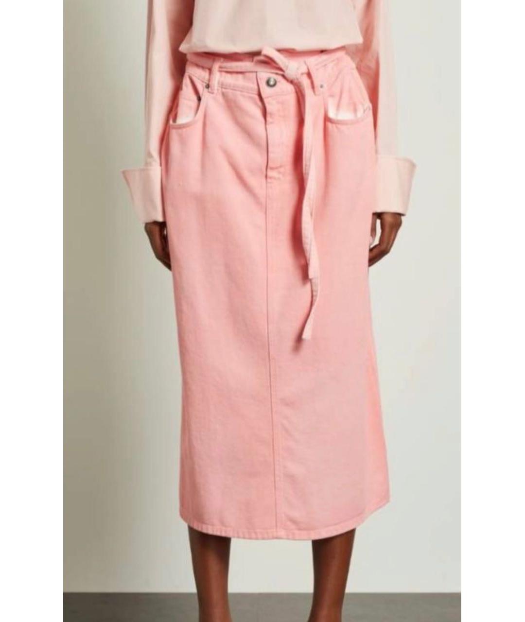 'S MAX MARA Коралловая хлопко-эластановая юбка миди, фото 6