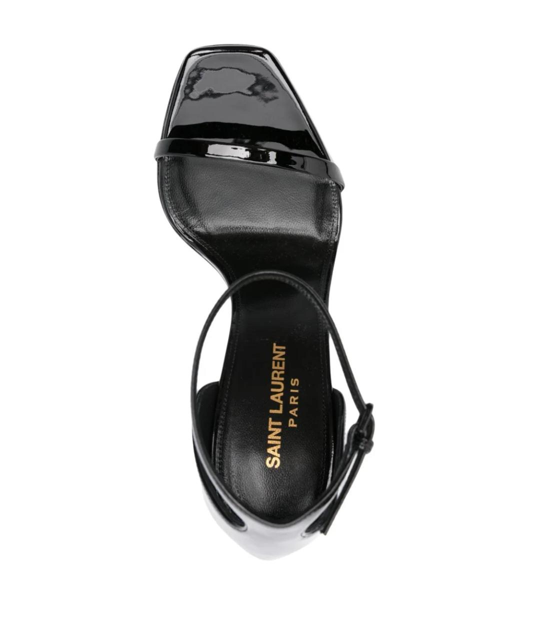 SAINT LAURENT Черные босоножки из лакированной кожи, фото 4