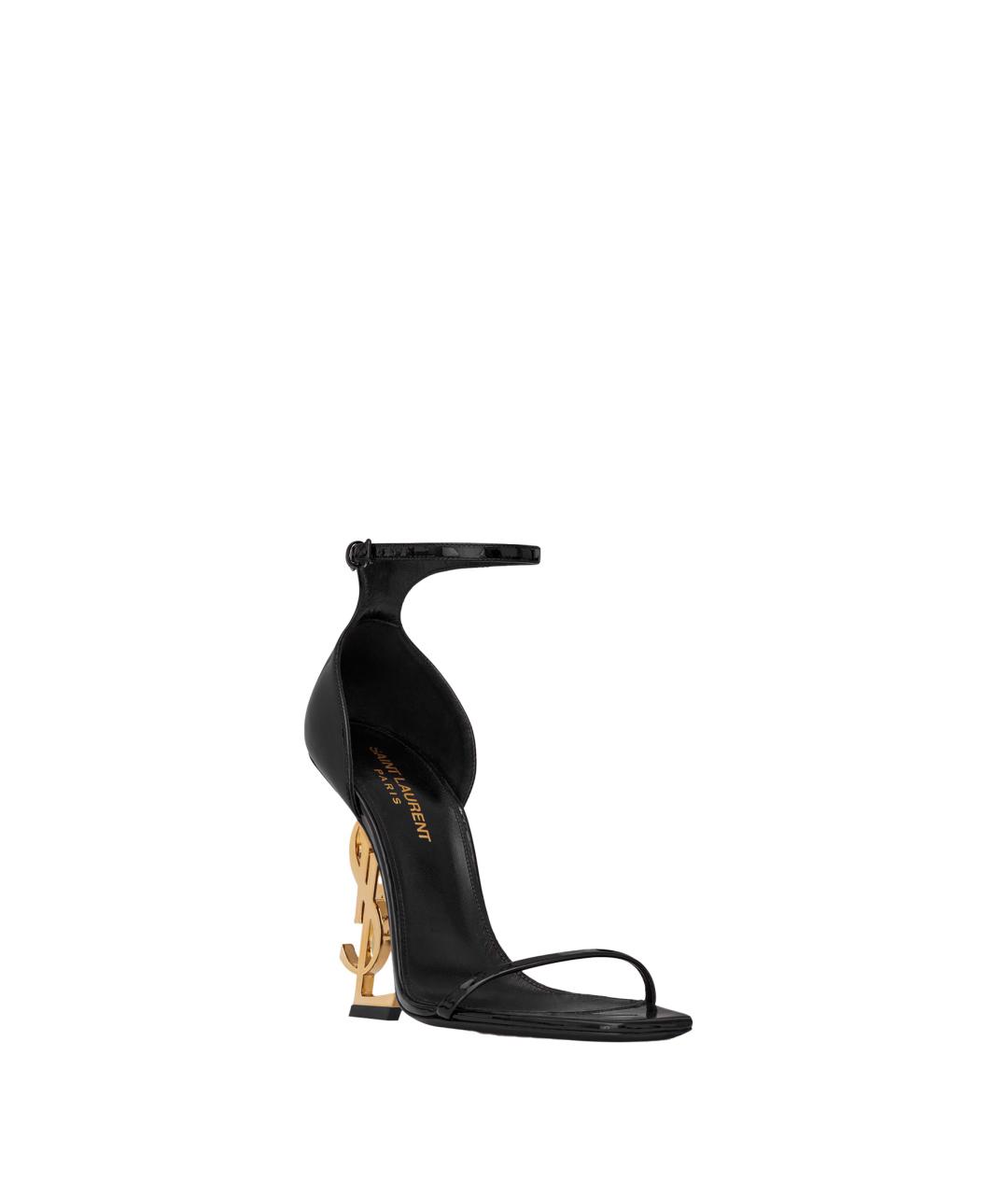 SAINT LAURENT Черные босоножки из лакированной кожи, фото 2