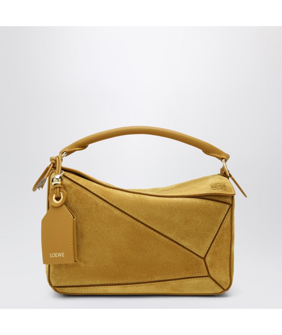 LOEWE Горчичная замшевая сумка через плечо, фото 3