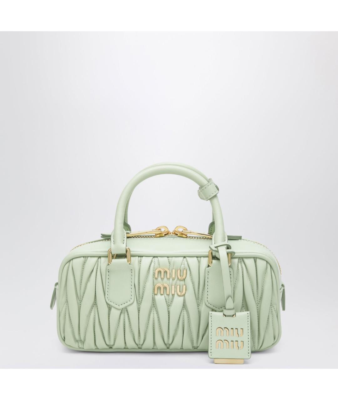 MIU MIU Зеленая кожаная сумка тоут, фото 3