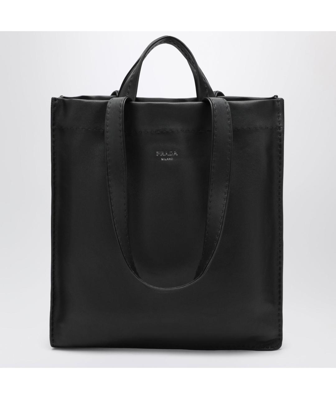 PRADA Черная кожаная сумка тоут, фото 3