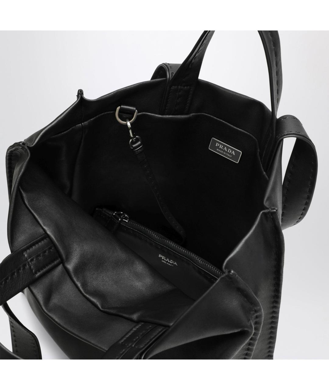 PRADA Черная кожаная сумка тоут, фото 2