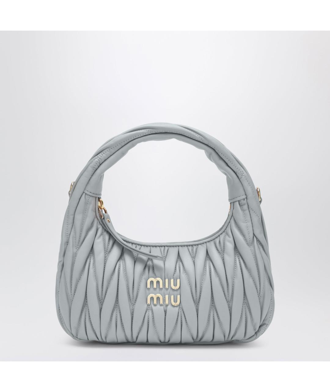 MIU MIU Серая кожаная сумка через плечо, фото 3