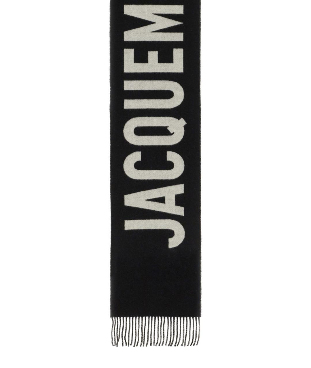 JACQUEMUS Черный шерстяной шарф, фото 4