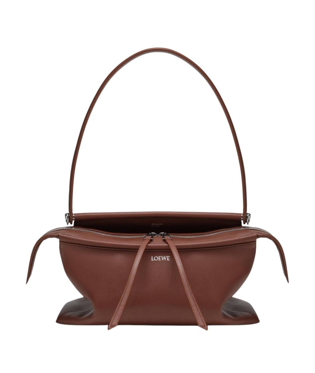 LOEWE Коричневая кожаная сумка через плечо, фото 1