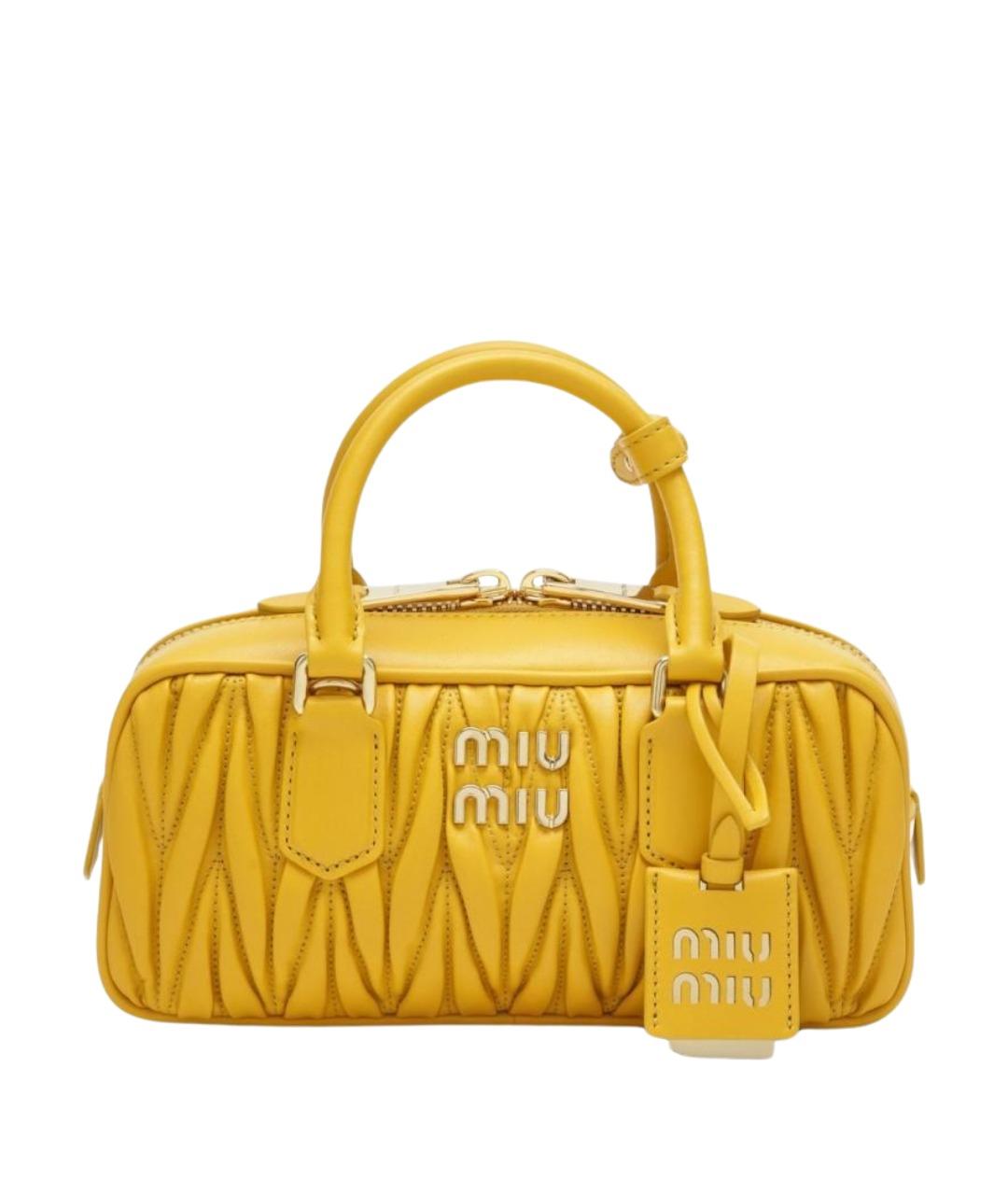 MIU MIU Желтая кожаная сумка тоут, фото 1