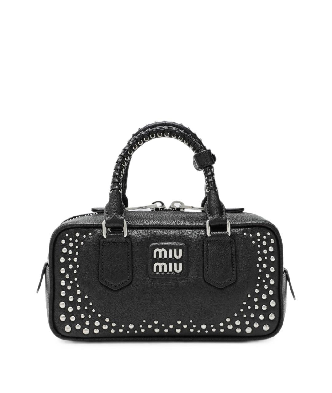 MIU MIU Черная кожаная сумка с короткими ручками, фото 6