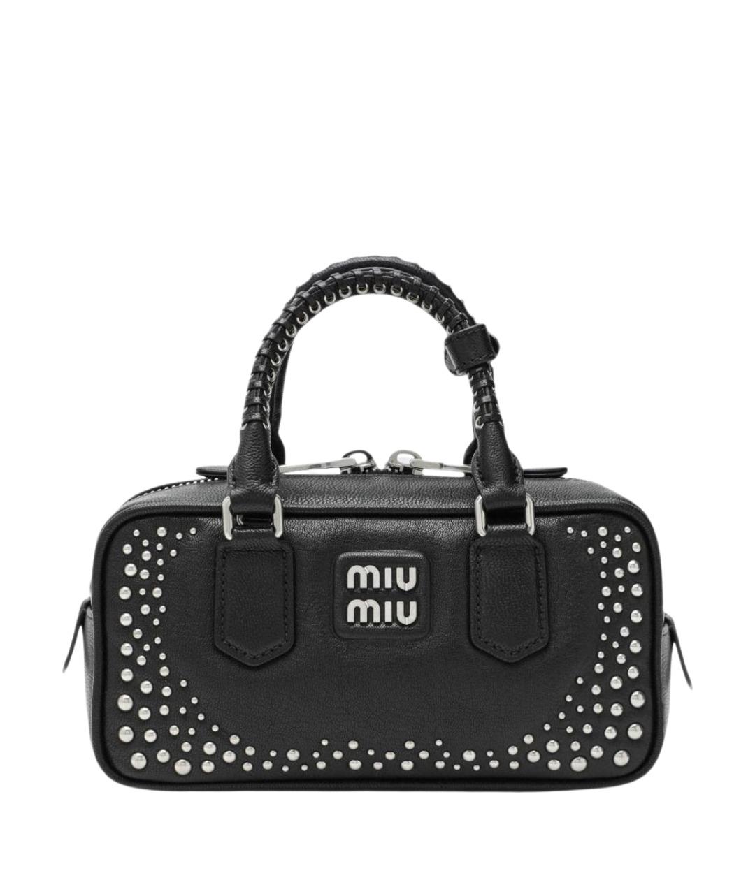 MIU MIU Черная кожаная сумка с короткими ручками, фото 1