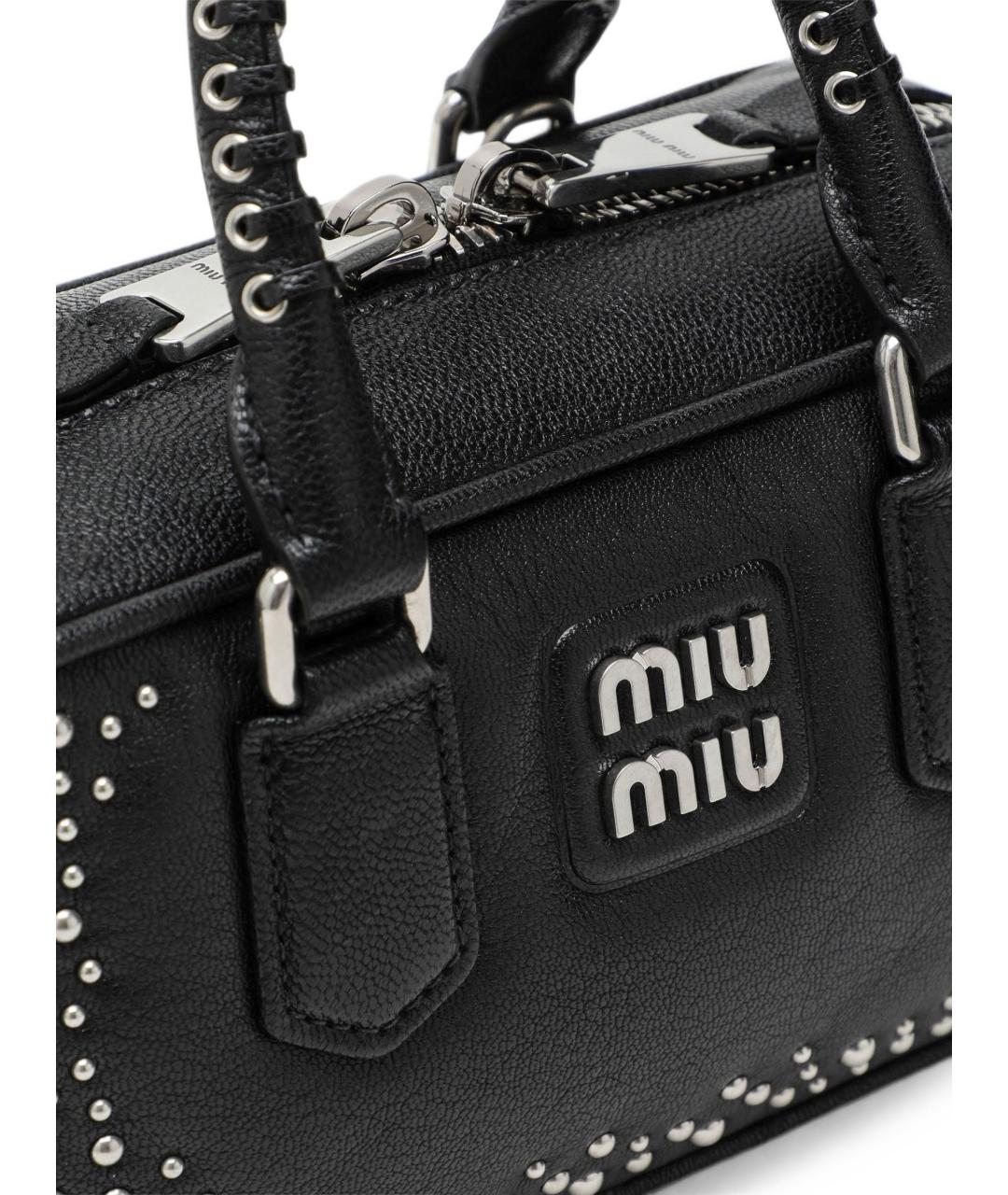 MIU MIU Черная кожаная сумка с короткими ручками, фото 5