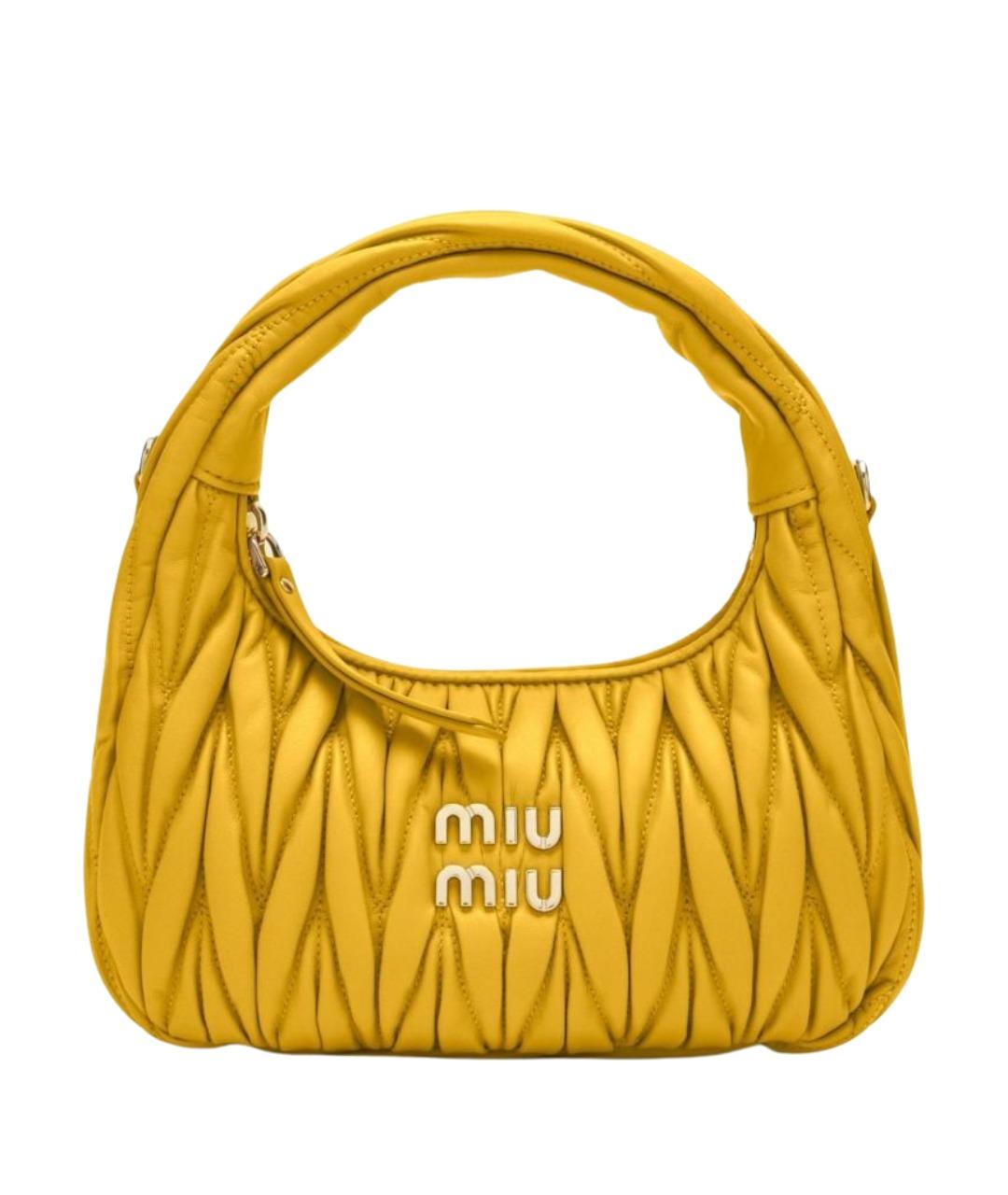 MIU MIU Желтая кожаная сумка через плечо, фото 1