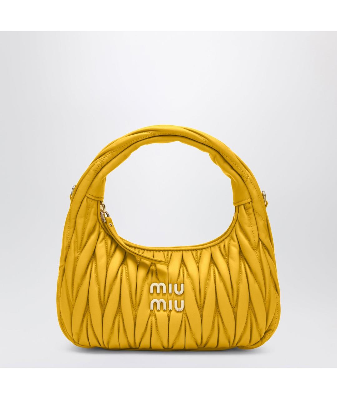 MIU MIU Желтая кожаная сумка через плечо, фото 3