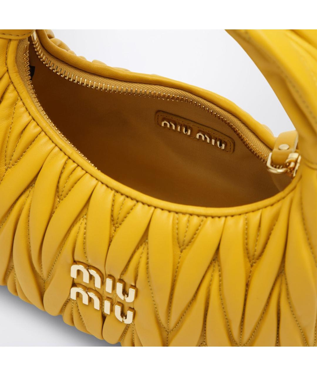 MIU MIU Желтая кожаная сумка через плечо, фото 2