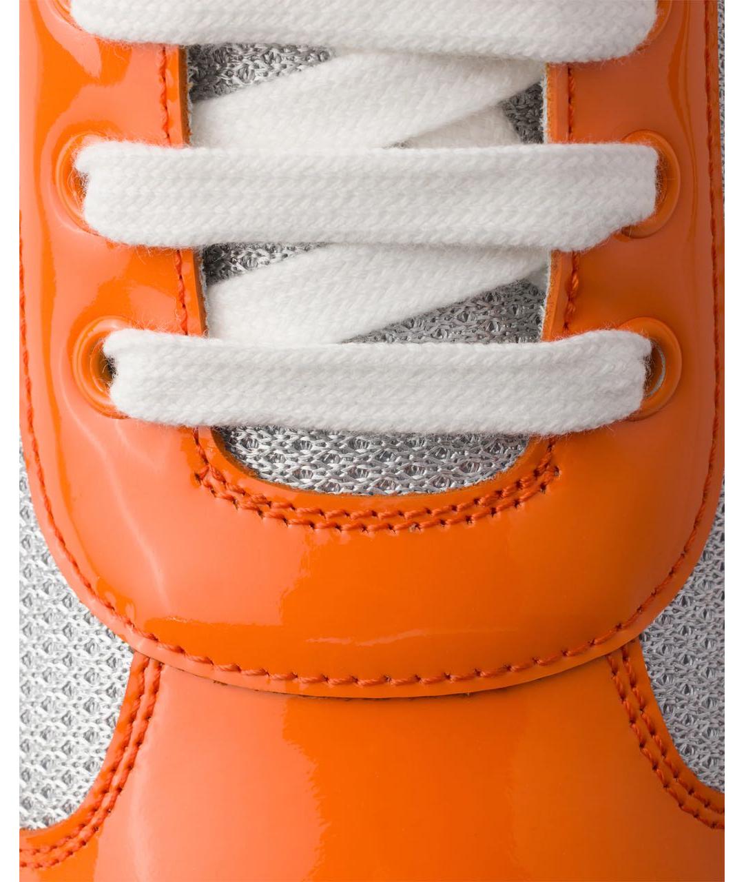 PRADA Оранжевые кожаные низкие кроссовки / кеды, фото 6