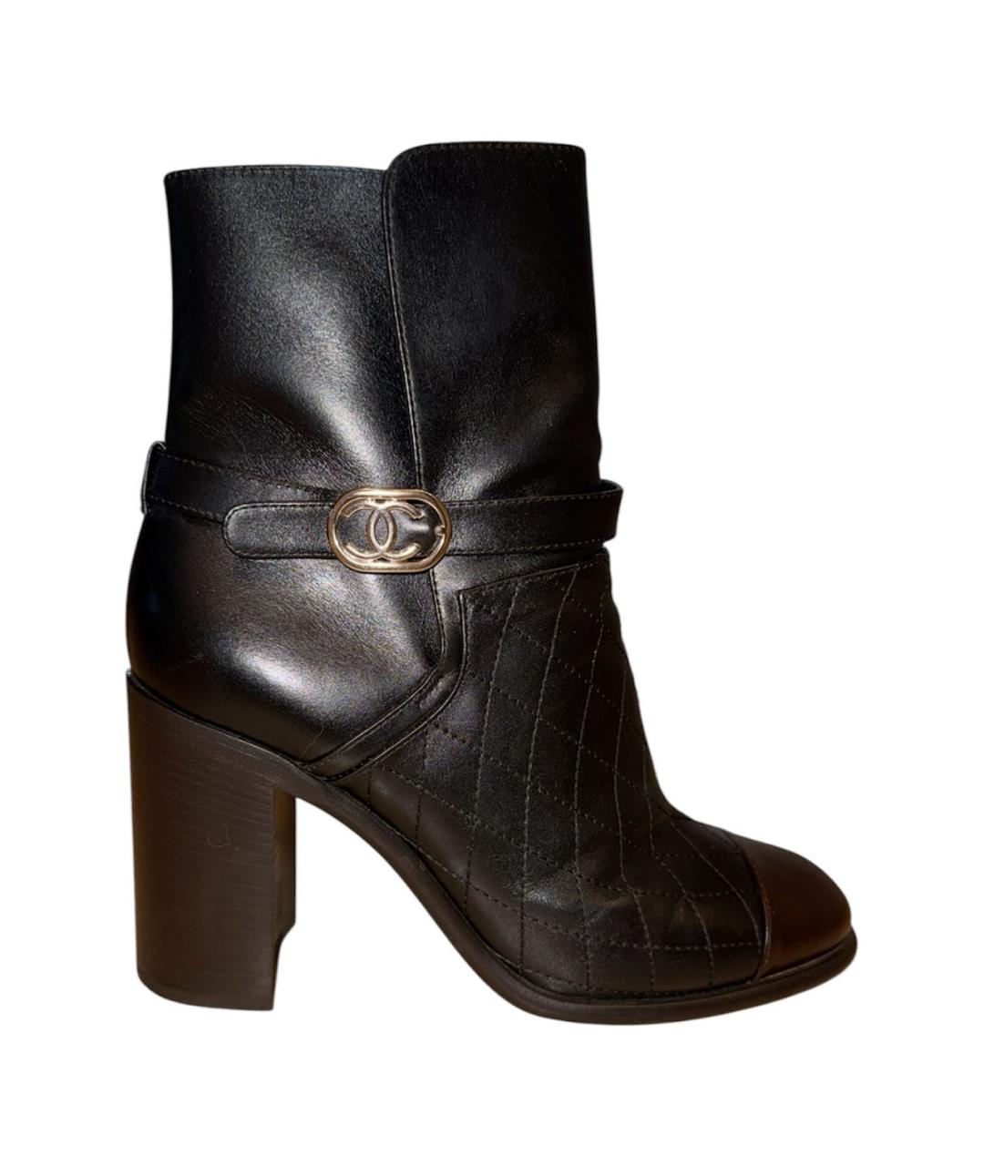 CHANEL Черные кожаные полусапоги, фото 9