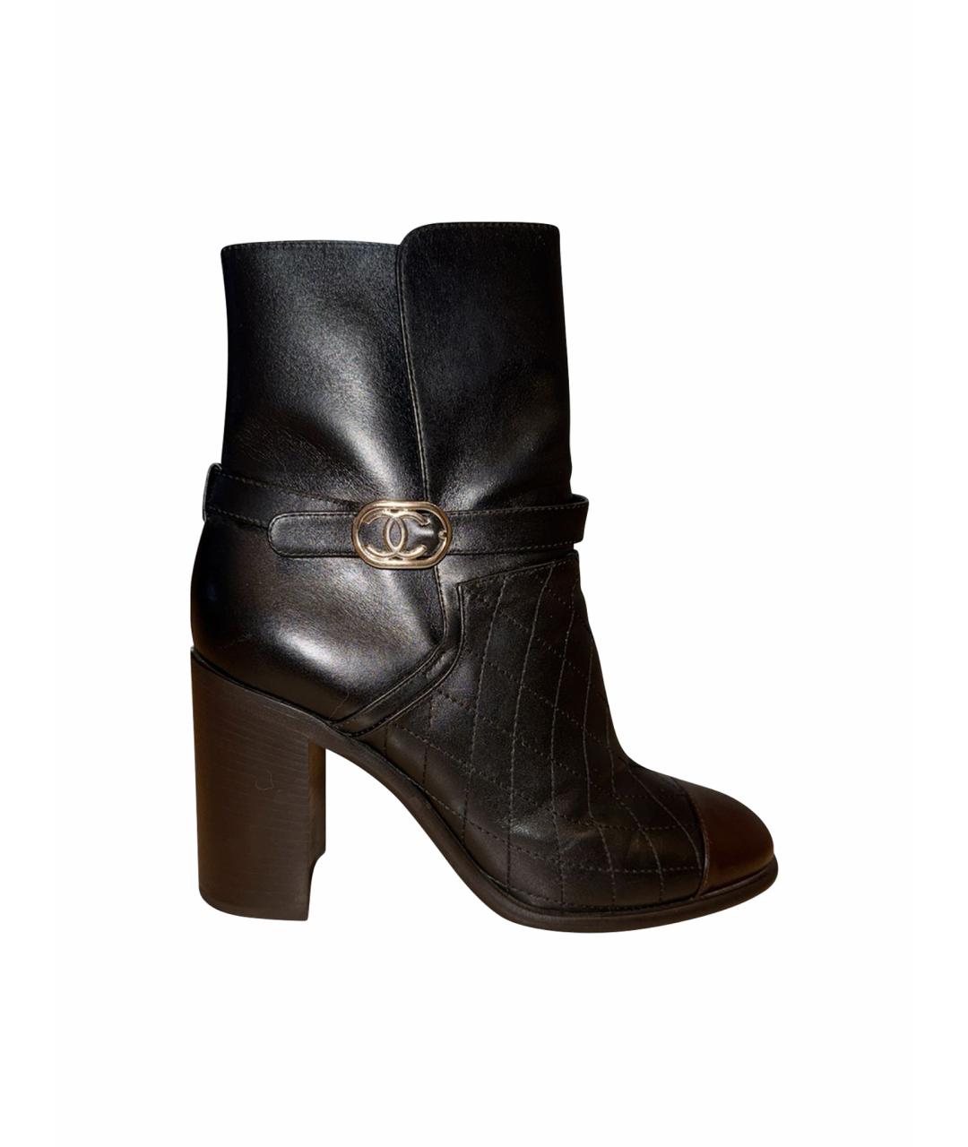 CHANEL Черные кожаные полусапоги, фото 1