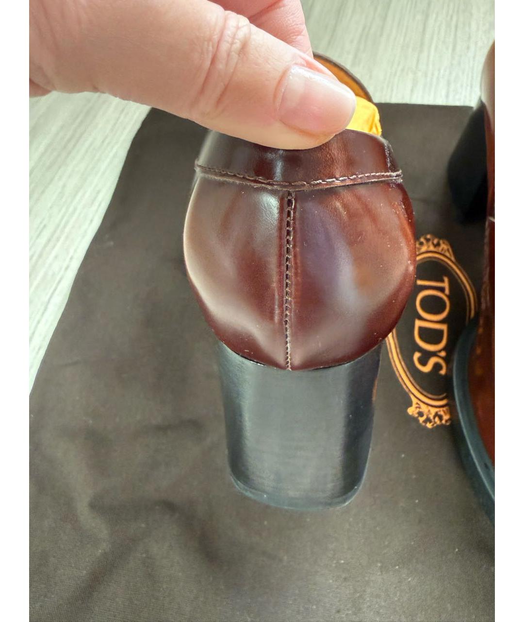 TOD'S Коричневые кожаные мокасины, фото 4