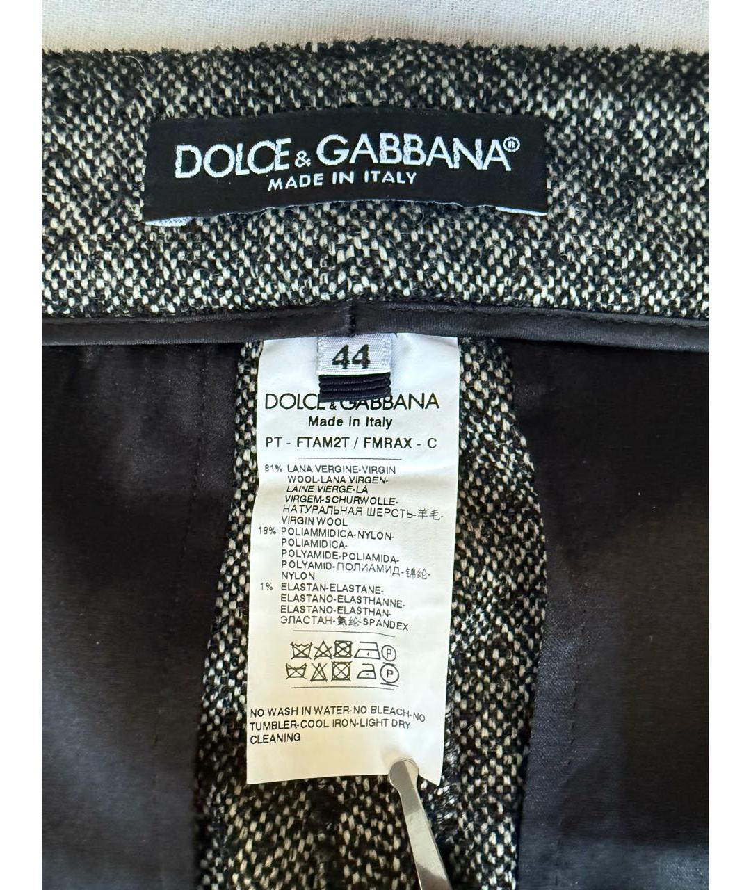 DOLCE&GABBANA Серые шерстяные прямые брюки, фото 4