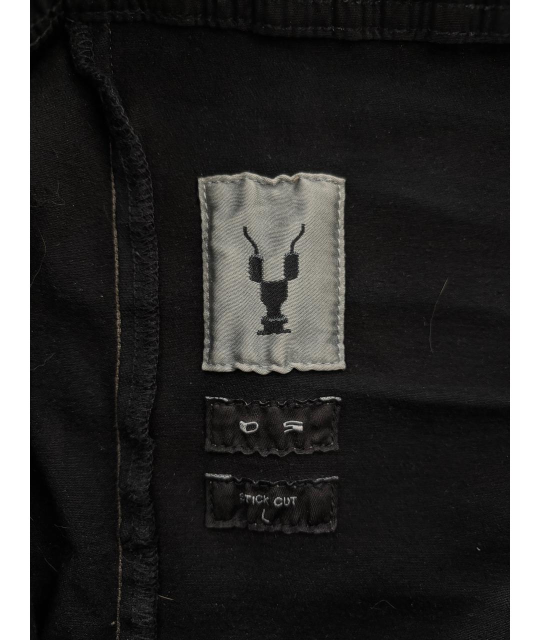 RICK OWENS Черные хлопко-эластановые брюки узкие, фото 4
