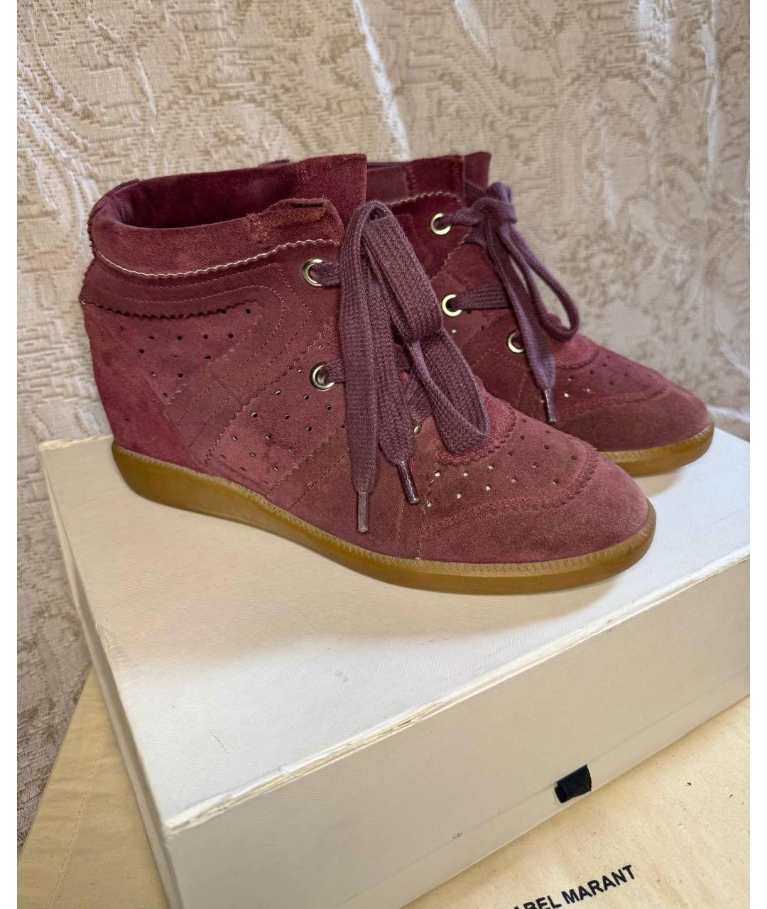 ISABEL MARANT Бордовые замшевые кеды, фото 8