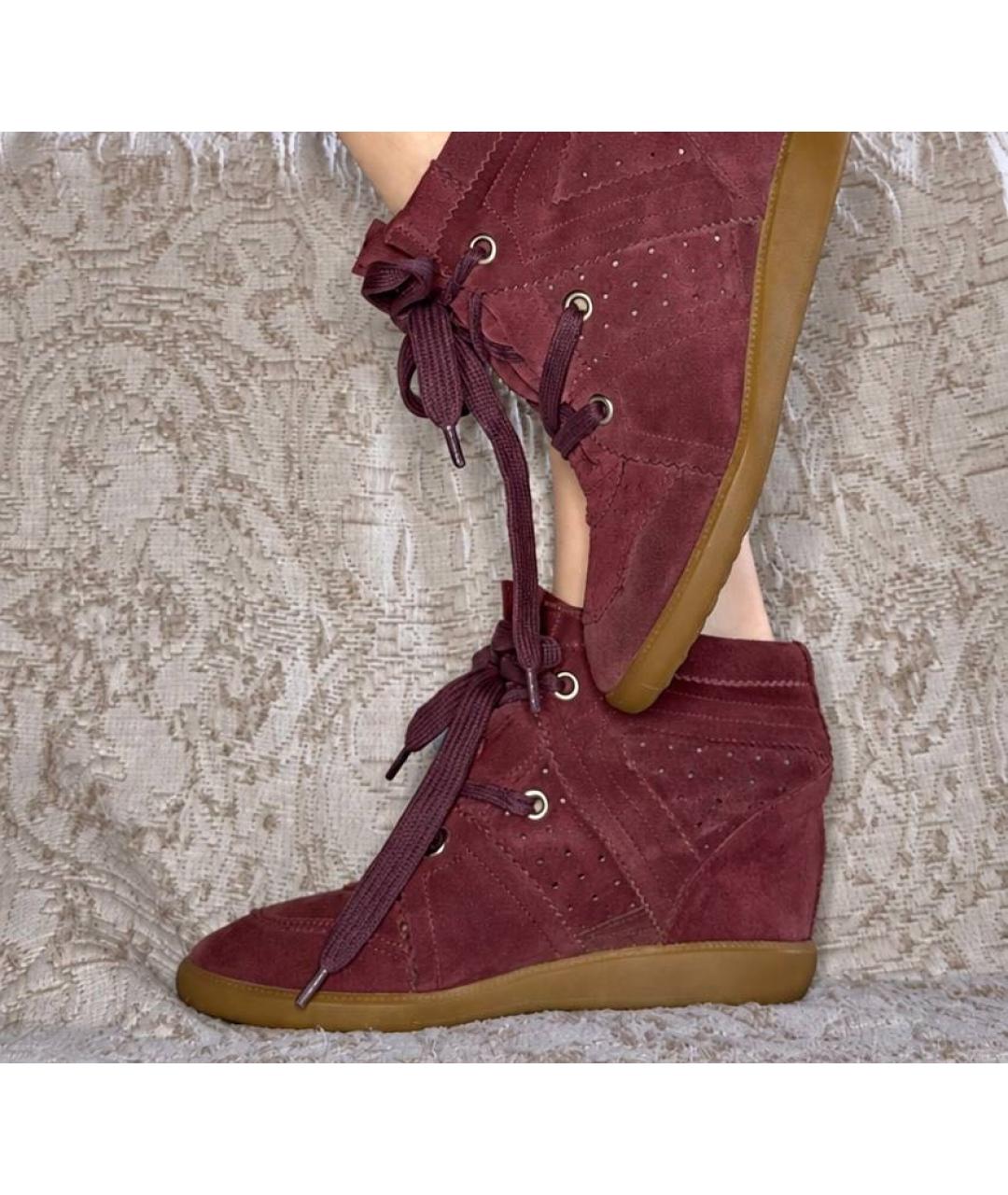ISABEL MARANT Бордовые замшевые кеды, фото 4