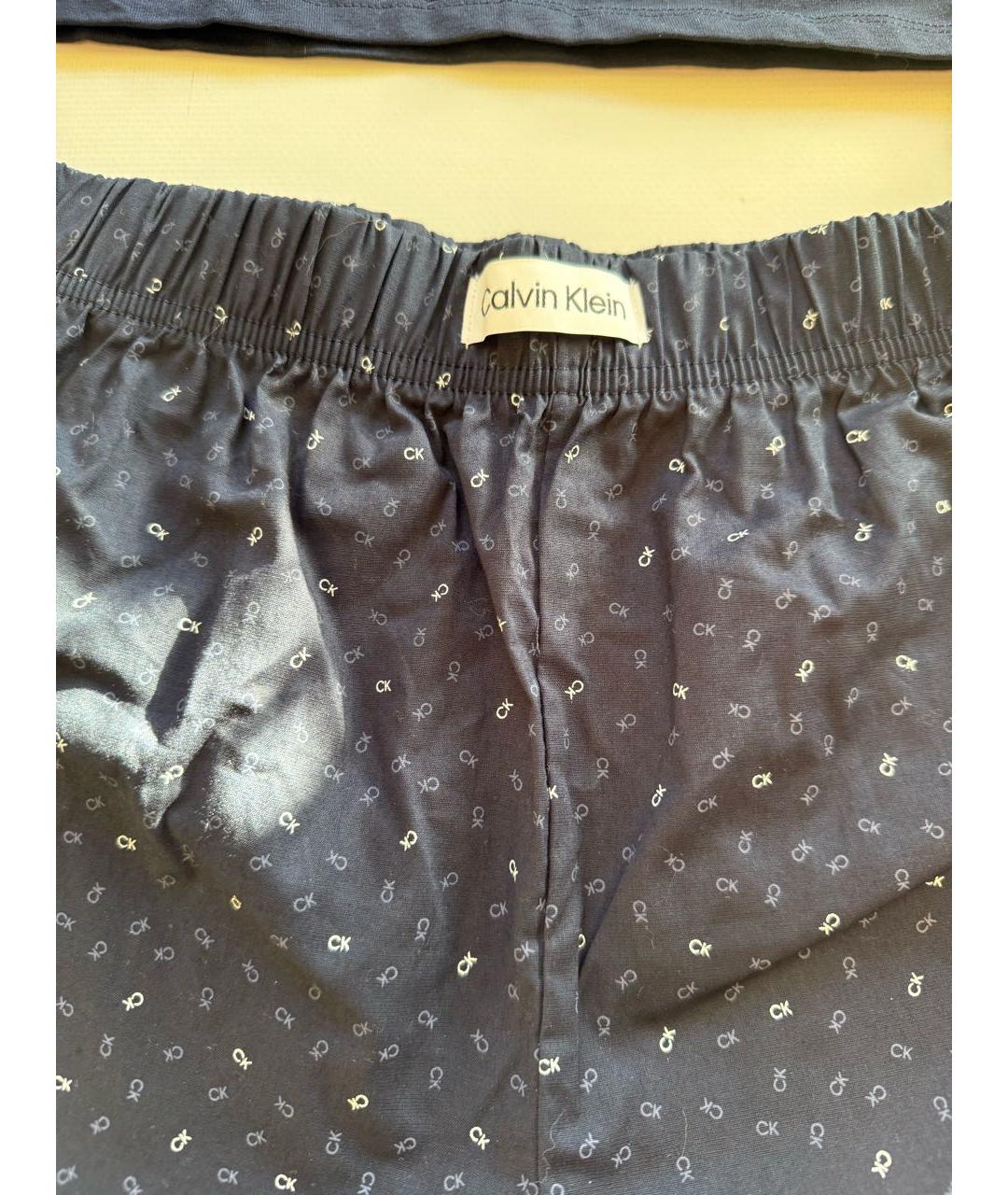 CALVIN KLEIN Темно-синяя хлопко-эластановая пижама, фото 2