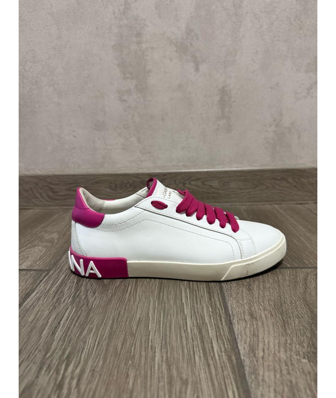 DOLCE&GABBANA Белые кожаные кеды, фото 8
