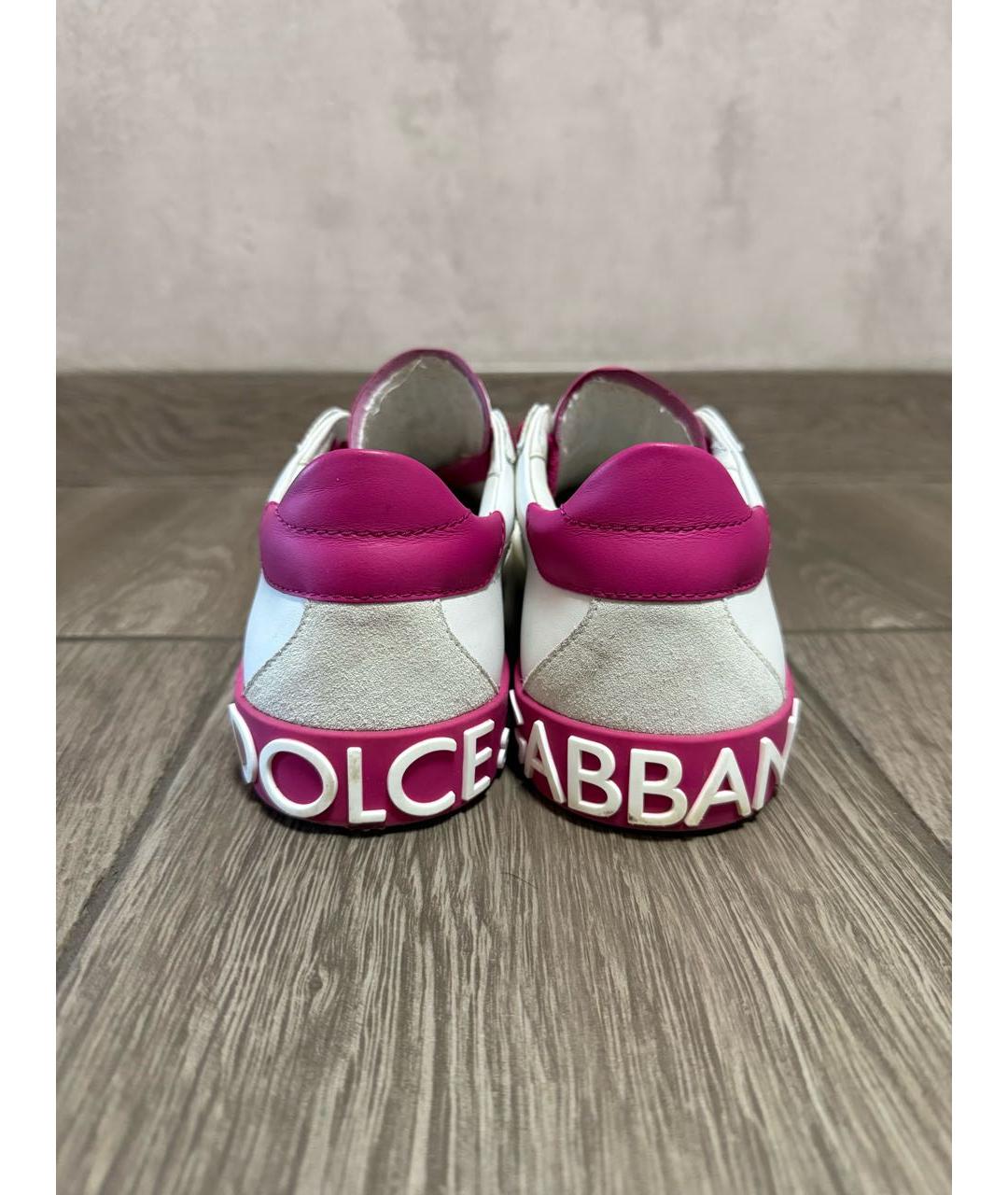 DOLCE&GABBANA Белые кожаные кеды, фото 4